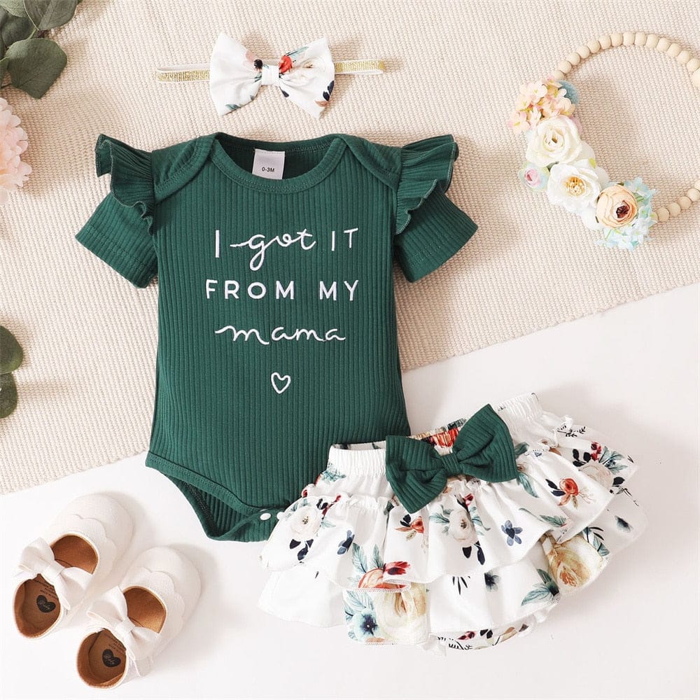 green / 0-3M Adorable Floral Baby Outfit