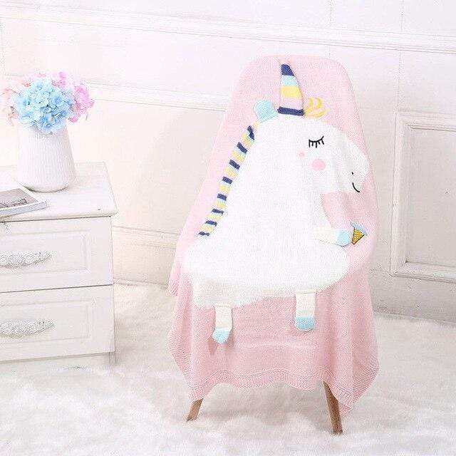 Accessories Pink Adorable Unicorn Knit Blanket