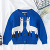18025 blue / 5T Alpaca Animal Print Sweater
