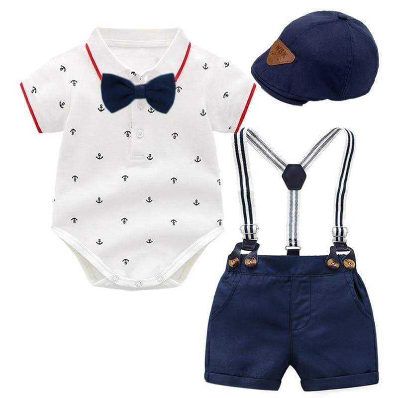 Boy's Clothing Anchor Print Romper Outfit