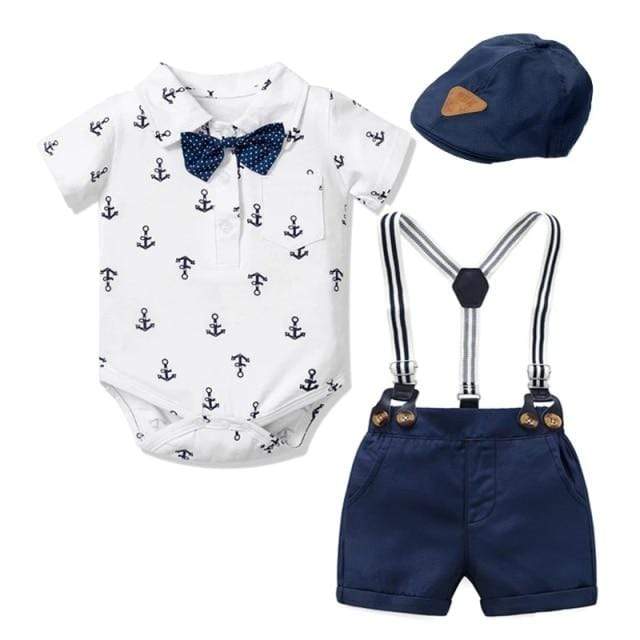 Boy's Clothing Style B / 18M Anchor Print Romper Outfit