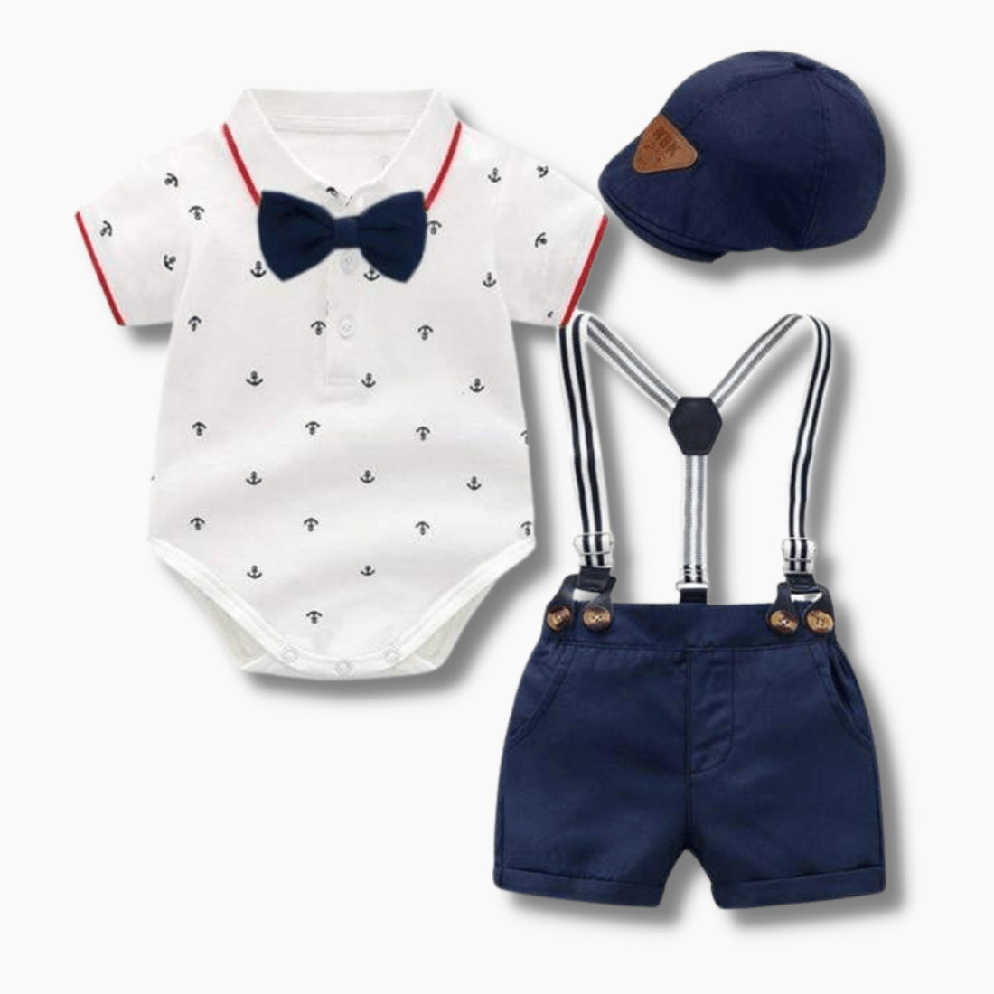 Boy's Clothing Anchor Print Romper Outfit