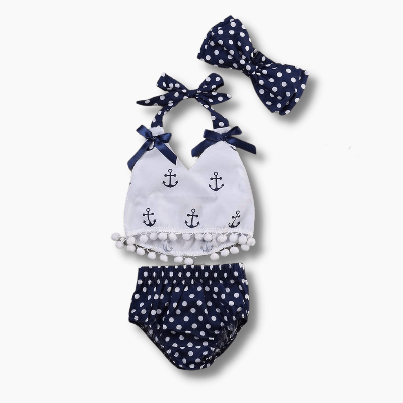 Girl&#39;s Clothing Anchors Tops and Polka Dot Swimsuit