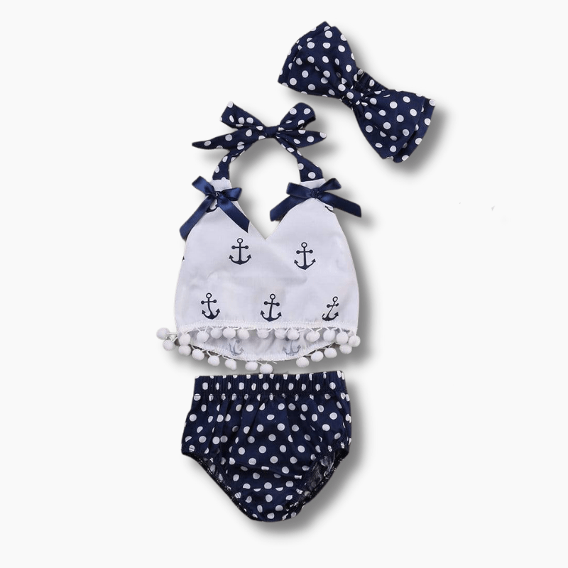 Girl's Clothing Anchors Tops and Polka Dot Swimsuit