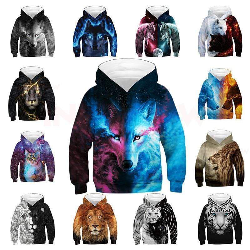 Momorii Animal 3D Printed Hoodies Orange Blue 9 10