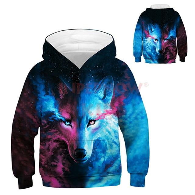 Boy's Clothing Blue Purple / 9-10 Animal 3D Printed Hoodies