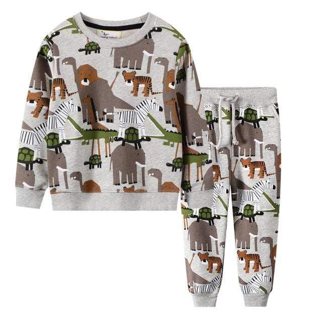 T8039 Cartoon / 6T Animals Print Fashion Cotton Sport Suits