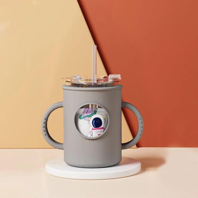 6 Anti-falling Baby Milk Cup With Straw Handdle