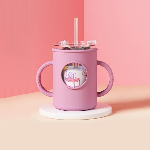 7 Anti-falling Baby Milk Cup With Straw Handdle