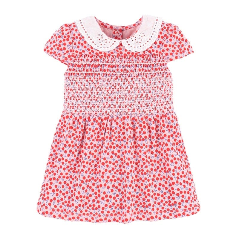 Apple Print Smocked Dress