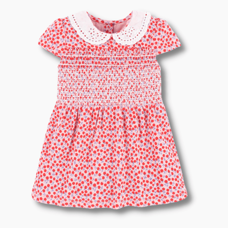 Apple Print Smocked Dress