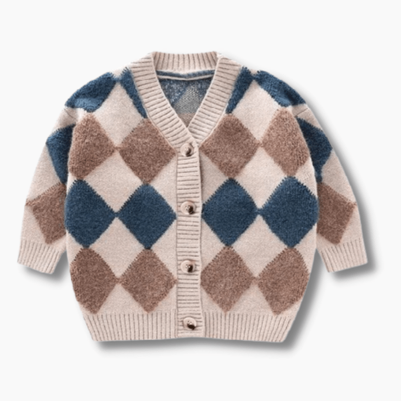 Girl's Clothing Argyle Check Cardigan Sweater
