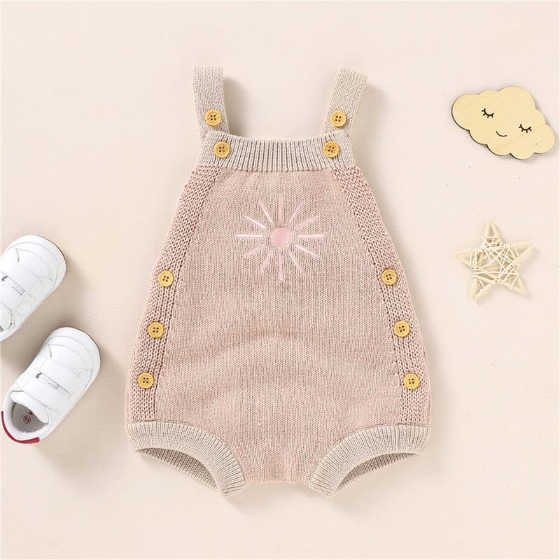 B / 3M Autumn Winter Newborn Baby Girls Boys Rompers Baby Clothes Cotton Infant Sun Print Sleeveless Knitted Rompers Jumpsuits Outfits