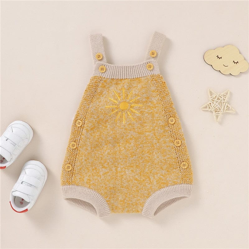 A / 3M Autumn Winter Newborn Baby Girls Boys Rompers Baby Clothes Cotton Infant Sun Print Sleeveless Knitted Rompers Jumpsuits Outfits