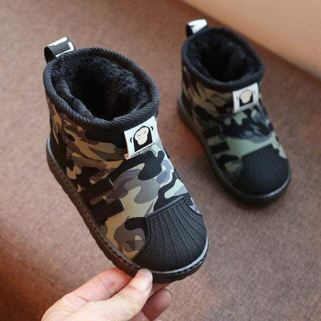 D / 24(Insole 14.2cm) Child Snow Boots 2020 Winter Boys Kids Shoes Children Fashion Plush Warm Ankle Martin Girls Boots Baby Boy Shoes  Black Sport
