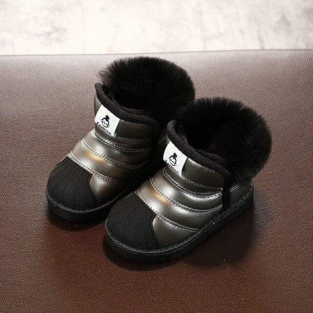 C / 32(Insole 19.0cm) Plush Warm Black Sport Shoes