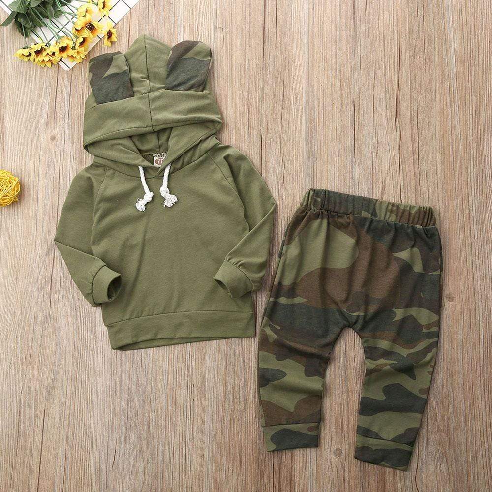 Boy's Clothing Baby Army Green Hoodies Outfit