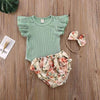 E / 6M 3pcs Newest Summer Toddler Infant Baby Girl Cotton Casual Outfits Set Letter Bodysuit+Leopard Shorts+Headband Cute Baby Clothes