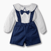 Baby &amp; Toddler Baby Boy Navy Blue Checkered Suspender Shorts Suit