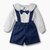 Baby & Toddler Baby Boy Navy Blue Checkered Suspender Shorts Suit