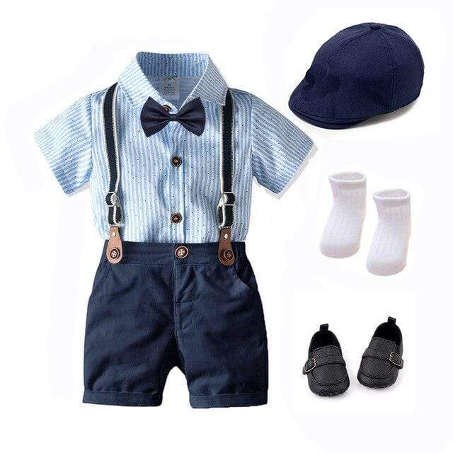 Boy's Clothing Blue Romper Set A / 9M Baby Boy Smart Outfit