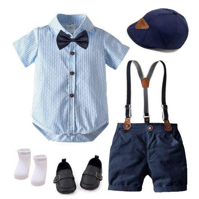 Boy's Clothing Blue Romper Set C / 6M Baby Boy Smart Outfit