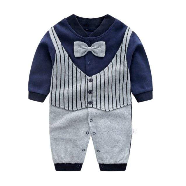 Boy's Clothing Gray and Blue / 12M Baby Boy Smart Romper