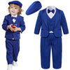 Blue Suit With Hat / 12 Months / China Baby Boys Baptism Christening Suit Infant Wedding Birthday Outfit Toddler Party Ceremony Blessing Photography Tuxedo 4 pcs
