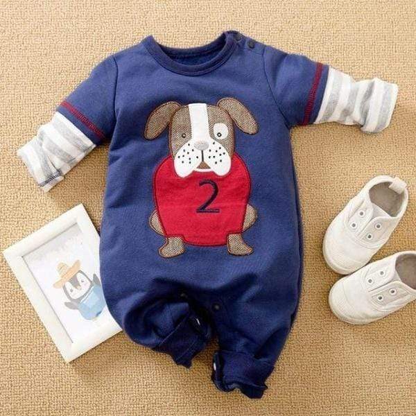 Boy's Clothing Blue Dog / 0-3M Baby Cartoon Romper