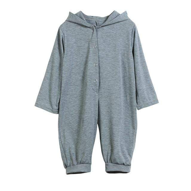 unisex Gray / 3M Baby Dinosaur Playsuit