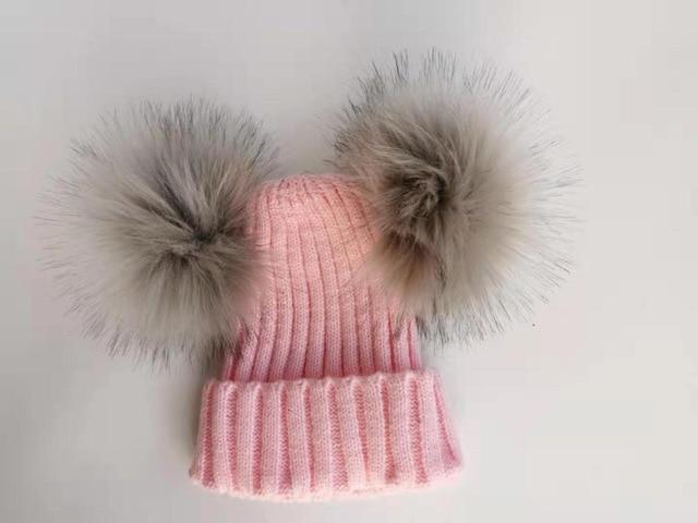 Accessories Pink Baby Fur Beanie