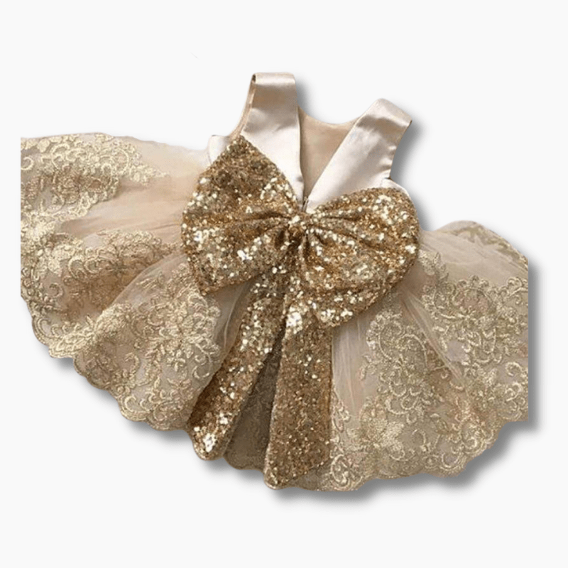 Toddler Girl Intricate Flower Pattern Wedding Dress with Large Sequin Ribbon Bow Pink Sleeveless - 4 year old Toddler Girl Intricate Flower Pattern Wedding Dress with Large Sequin Ribbon Bow Pink Sleeveless - 4 year old