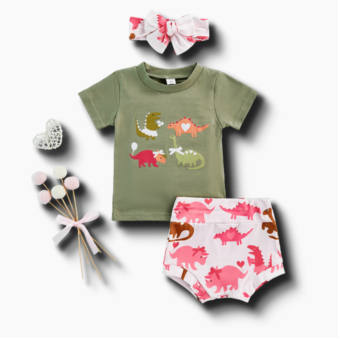 Baby Girl Dinosaur Tee and Shorts Set