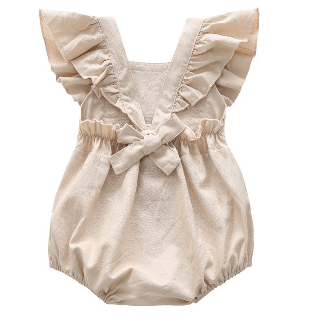 BD0A317 Beige / 66 Baby Girl Linen Romper