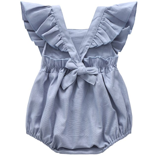 BD0A317 blue / 66 Baby Girl Linen Romper