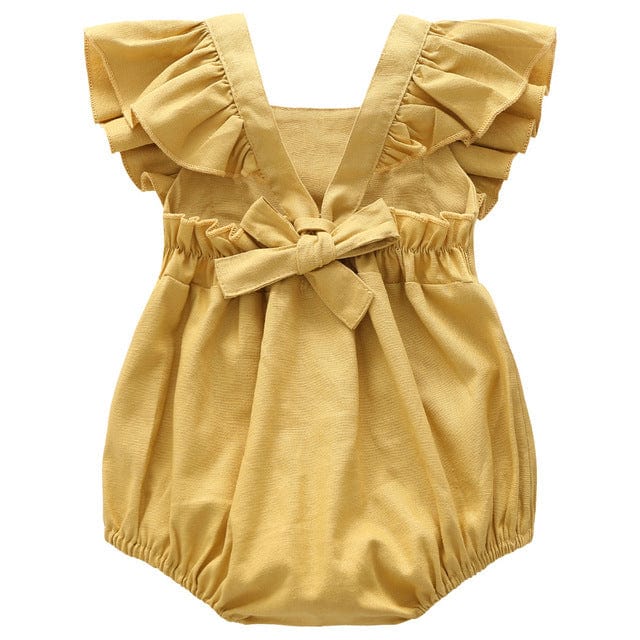 BD0A317 yellow / 66 Baby Girl Linen Romper