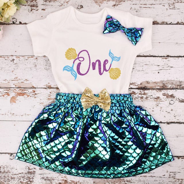 Little Mermaid 1st birthday Outfit, B / 3-6M Little Mermaid 1st birthday Outfit, B / 3-6M
