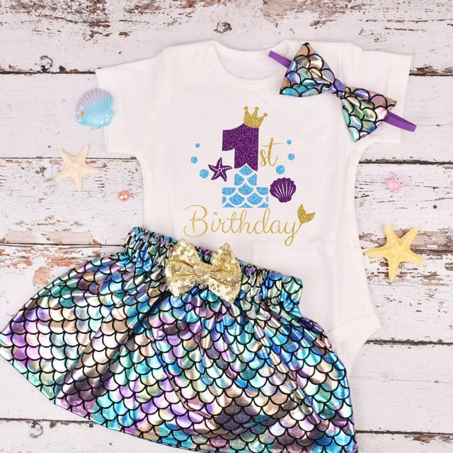 little mermaid birthday dress Little Girls Mermaid Costume Princess Birthday Outfit Dressed Up, 2-7Y