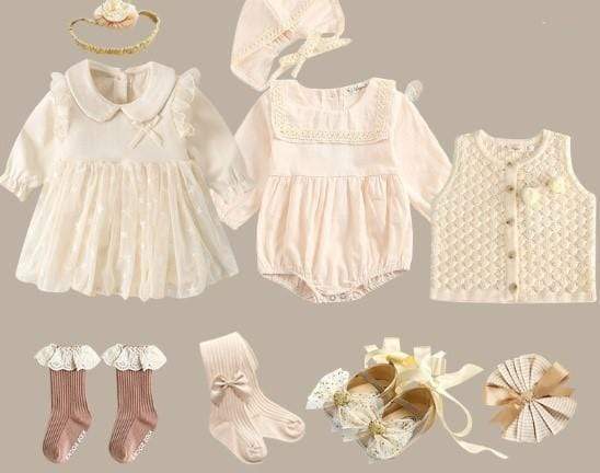 Momorii Vintage Baby Gift Set for Girl, 6-9M / Set E