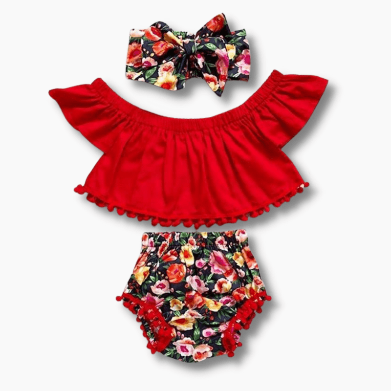 Girl&#39;s Clothing Baby Girls Floral Off Shoulder Set