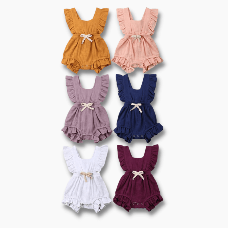 Girl's Clothing Baby Girls Ruffle Color Romper