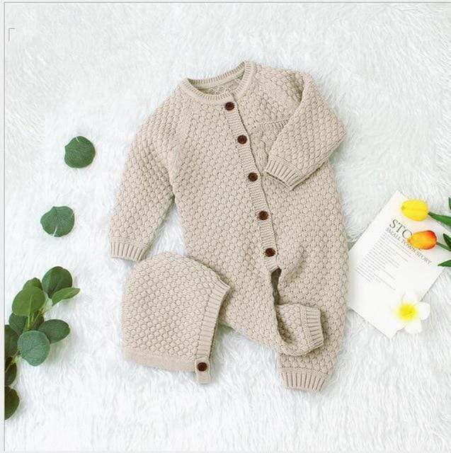 Boy's Clothing Khaki / 3M Baby Knitted Romper with Hat