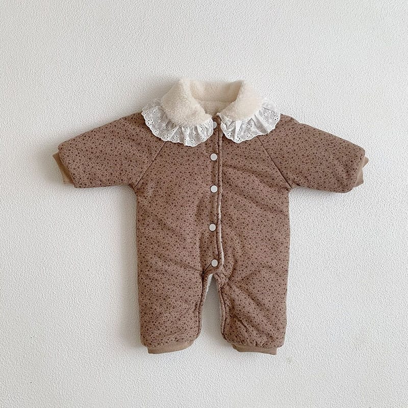 Khaki / 3-6M Baby Rompers Fur Lining