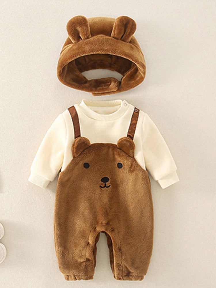 Casual Cartoon Design Romper With Cap