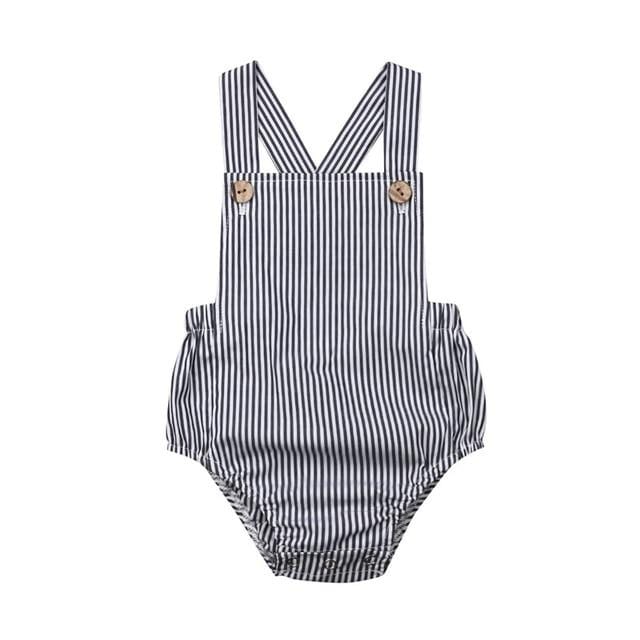 Girl's Clothing White Striped / 12-18M Baby Sleeveless Rompers