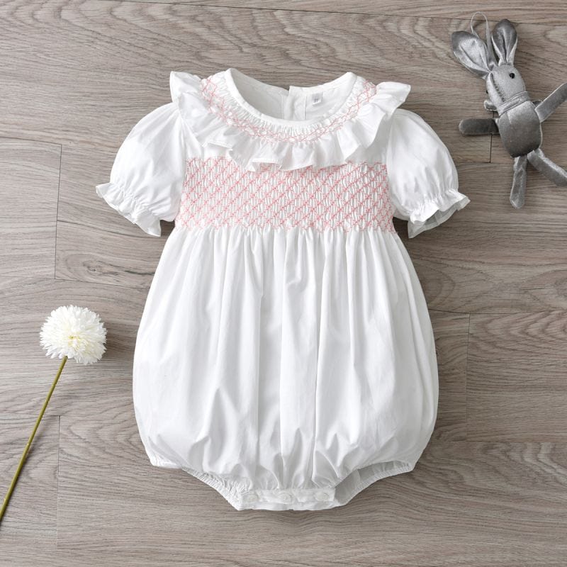 Baby Smocked White Rompers