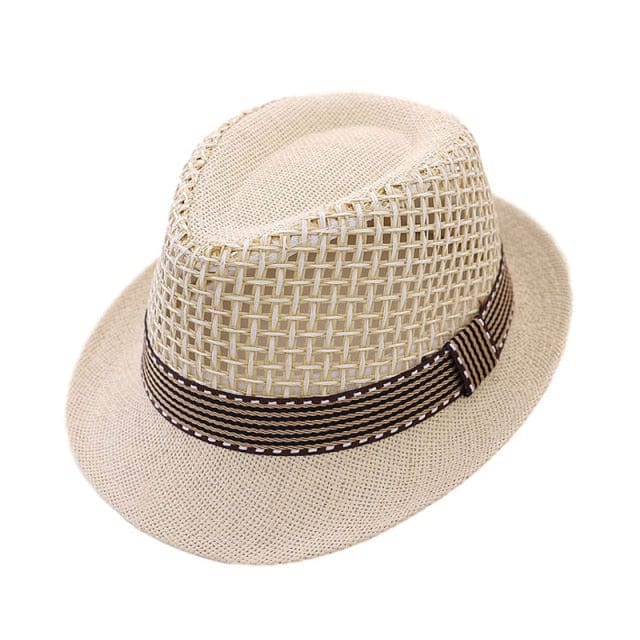 Beige Net Baby Straw Hat