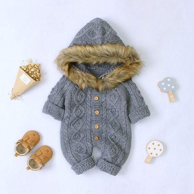 unisex Gray / 24M Baby Winter Romper