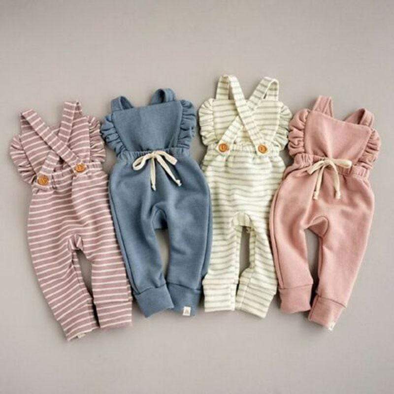 Pudcoco Fast Shipping 0-3Years Lovely Newborn Baby Girl Cotton Ruffle Sleeveless Solid Romper Striped Jumpsuit Outfit Clothes