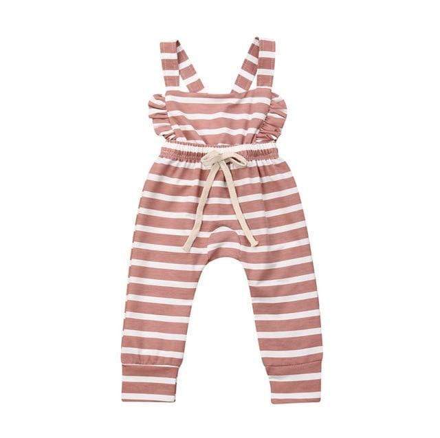 30839B / 3T / United States Pudcoco Fast Shipping 0-3Years Lovely Newborn Baby Girl Cotton Ruffle Sleeveless Solid Romper Striped Jumpsuit Outfit Clothes